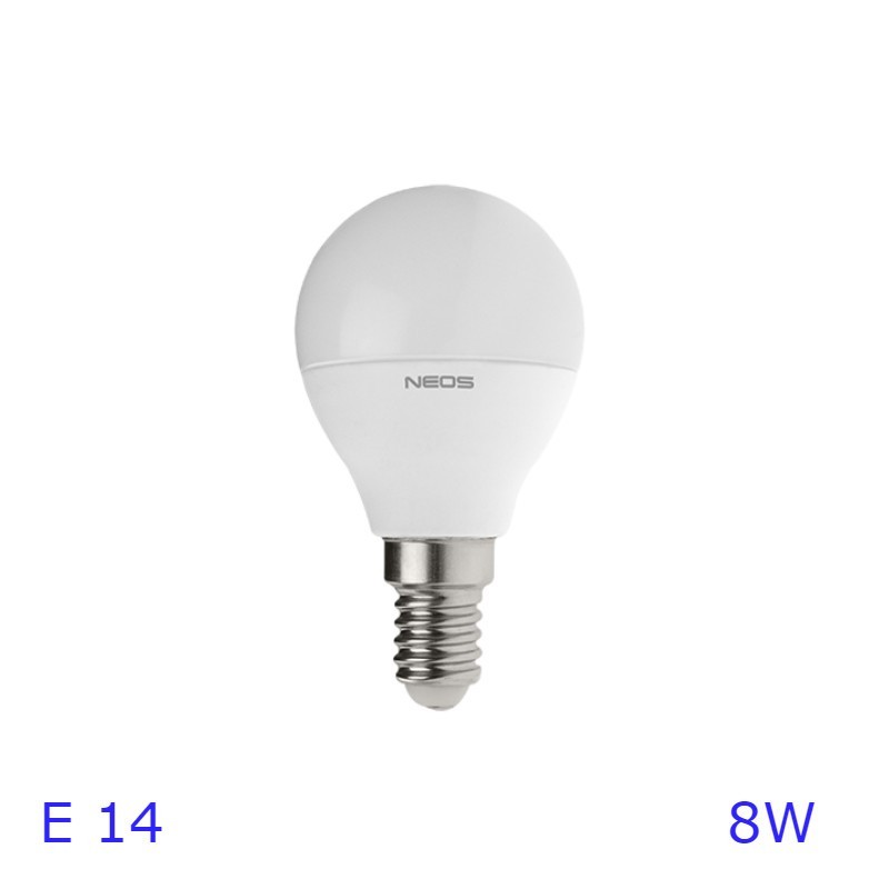 Lampadina Led Neos sfera E14 8W luce fredda