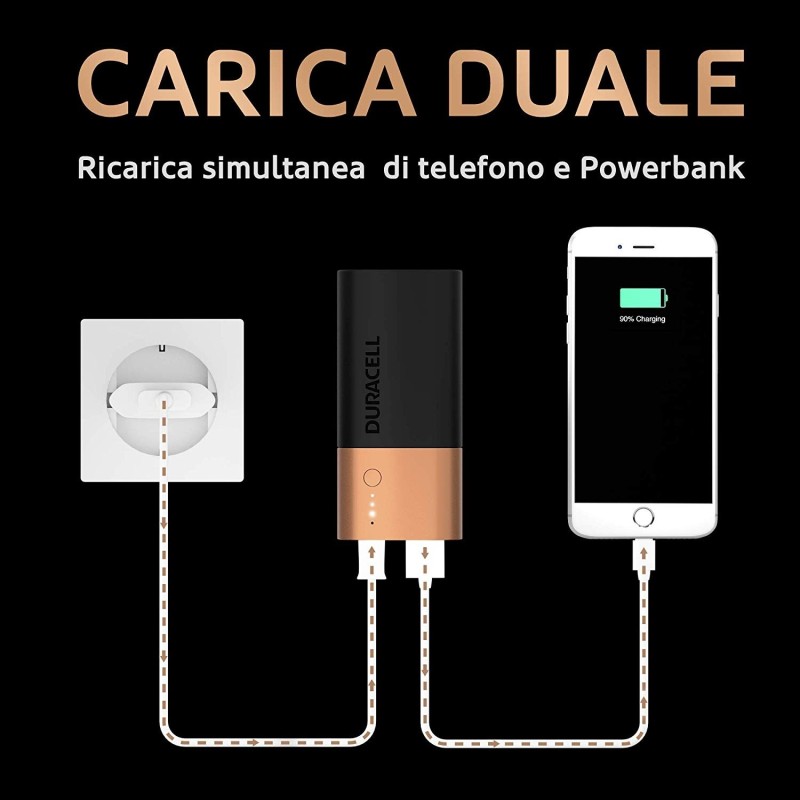 Power bank Duracell ricarica Smartphone e dispositivi USB 6700 mAh