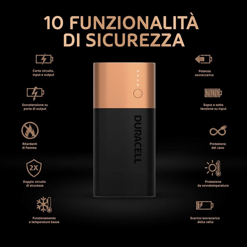 Power bank Duracell ricarica Smartphone e dispositivi USB 6700 mAh