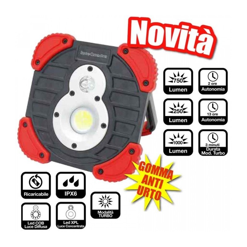 Faretto lampada a Led da lavoro Alpha ricaricabile