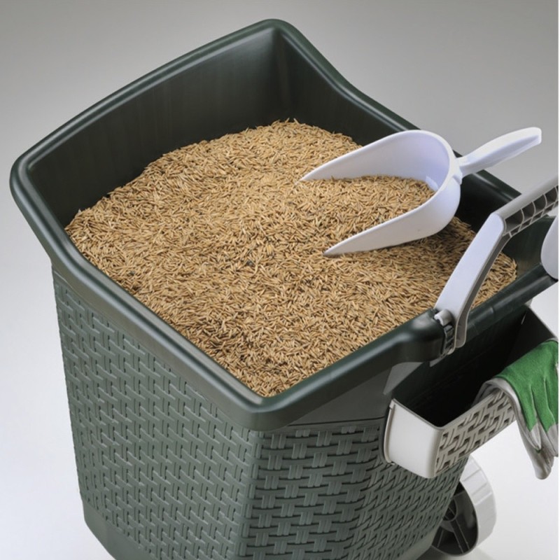 Carrello in plastica porta cereali per animali
