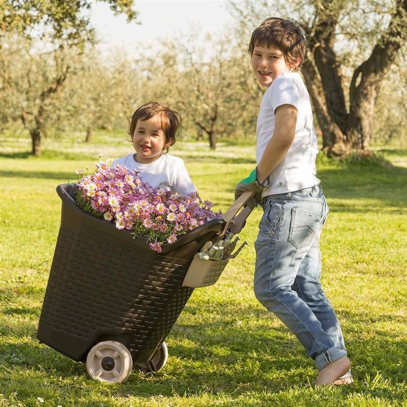 Carriola Kart trolley porta legno 76 lt Cacao
