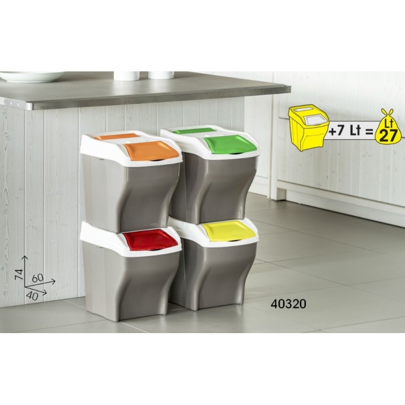 Dimensioni set 4 pattumiere Poker Plus Bama