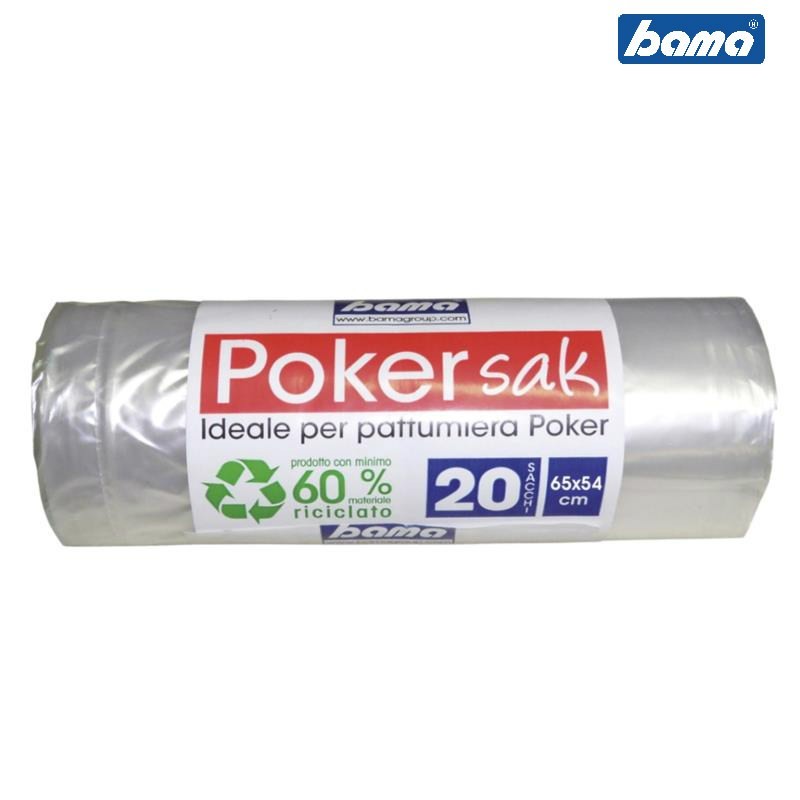 Sacchetti per rifiuti pattumiera Poker Sak rotolo da 20 pz