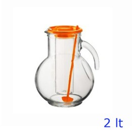CARAFFA VETRO KUFRA CON PORTA GHIACCIO Lt 2 - ARANCIO