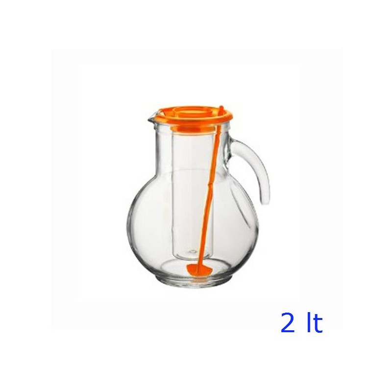 CARAFFA VETRO KUFRA CON PORTA GHIACCIO Lt 2 - ARANCIO