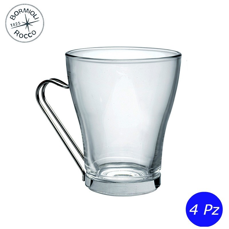 Tazza in vetro con manico metallo per cappuccino Oslo