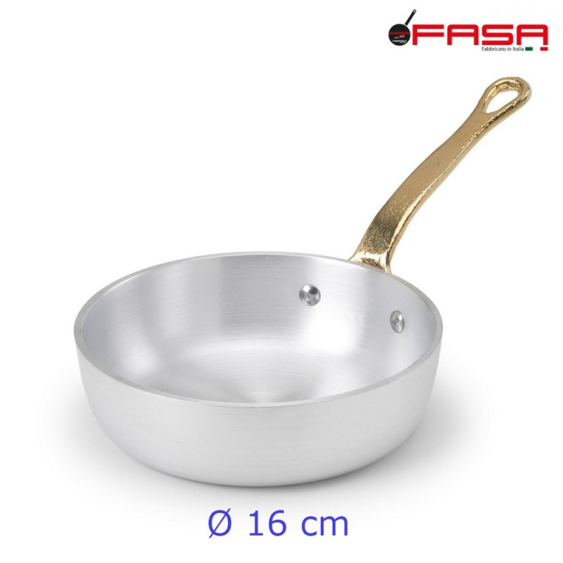 Padellino a servire in alluminio con un manico 16 cm