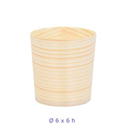 Coppetta rotonda in foglia legno di pino 6 cm conf. 8 pz