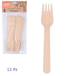 Forchetta in legno monouso cm 16 conf. 12 pz