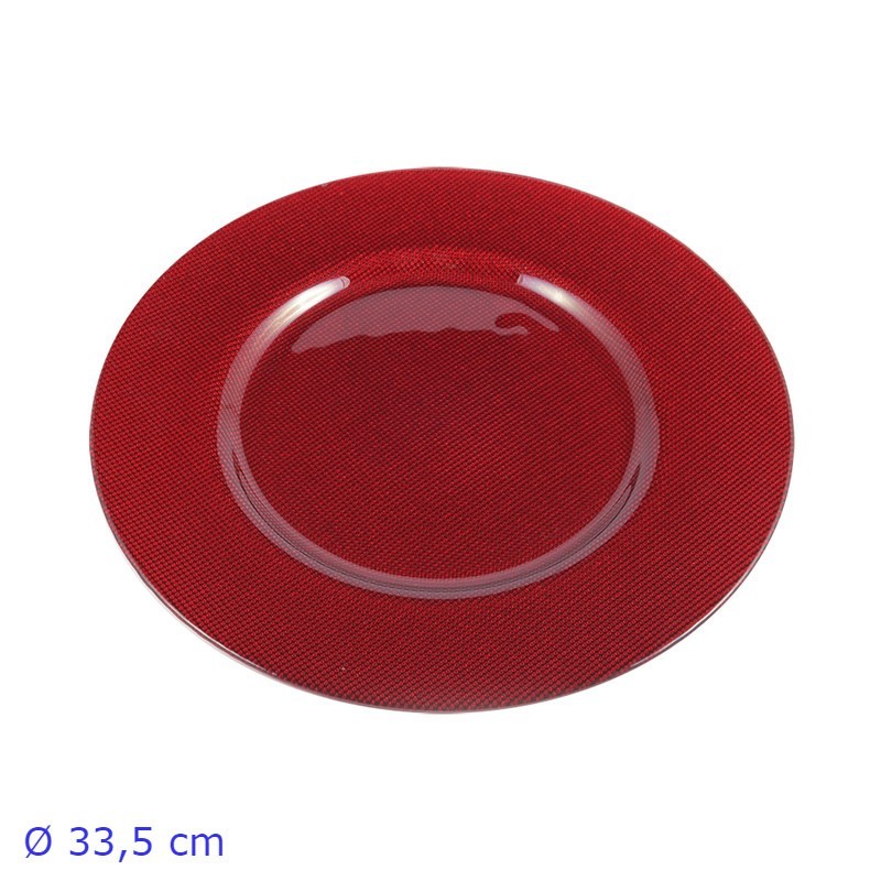 SOTTOPIATTO VETRO FATUM CM 33,5 ROSSO - 6 Pz