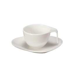 Tazzine caffè porcellana Goccia con piattino 6 pz Bianche