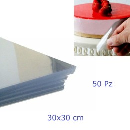 Fogli acetato trasparenti per dolci e torte cm 30x30 - conf. 50 pz
