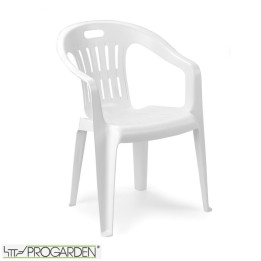Sedia in plastica mono blocco con braccioli Piona Bianca - Progarden