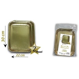 VASSOIO CARTA RETTANGOLARE ORO CM 30x22 Pz 2