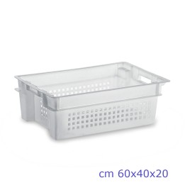 Cassa forata sovrapponibile Eur cm 60x40x20 Bianca per alimenti