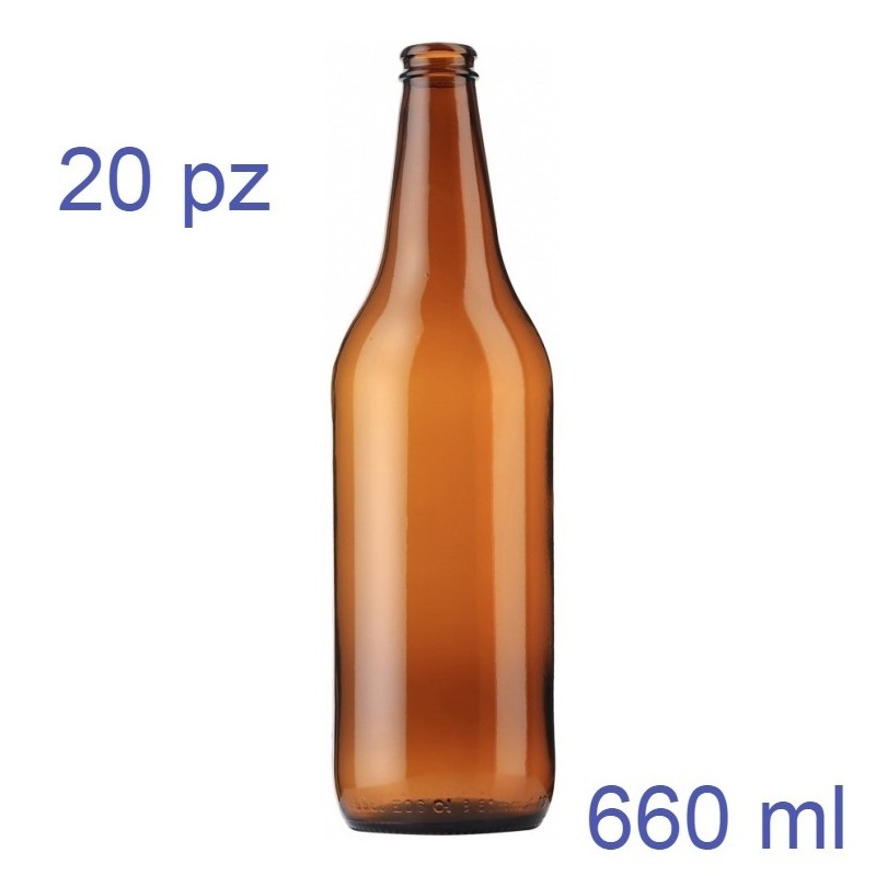 Bottiglia vetro per fare la birra da 66 cl - 660 ml - Colore Ambra