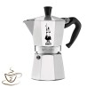 Caffettiera Moka Express Bialetti 2 tazze in alluminio lucido vista frontale
