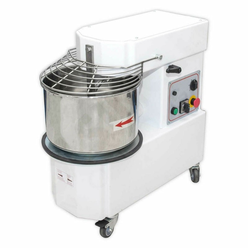 Impastatrice per pizzeria con spirale inox e cestello da 25 kg