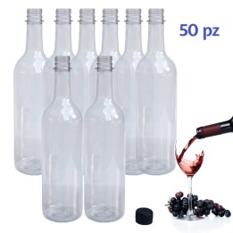 50 pz Bottiglie bordolese in plastica pet 750 ml per vino