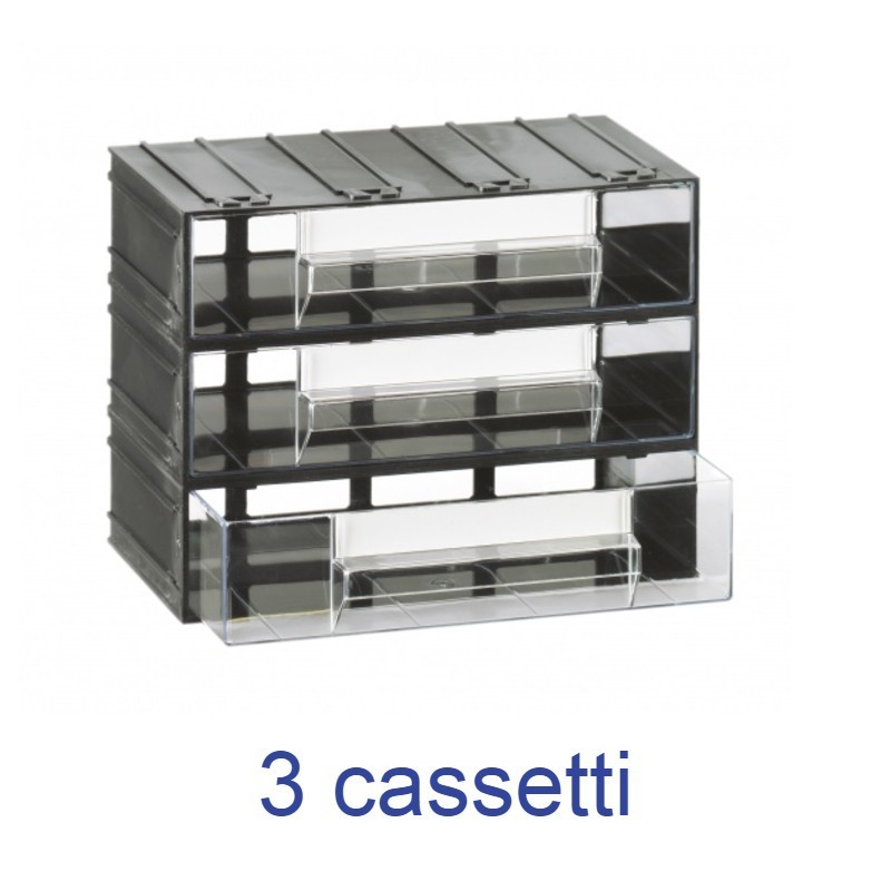 CASSETTIERA COMPONIBILE PORTA OGGETTI  3 CASSETTI TRASPARENTI