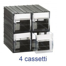 CASSETTIERA COMPONIBILE PORTA OGGETTI  4 CASSETTI TRASPARENTI