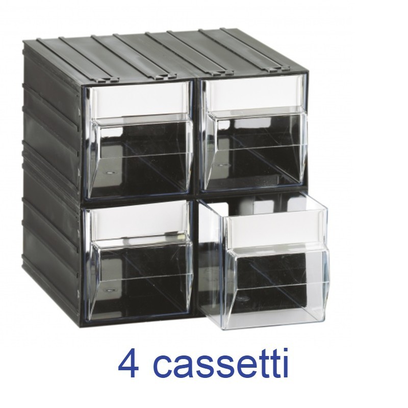 CASSETTIERA COMPONIBILE PORTA OGGETTI  4 CASSETTI TRASPARENTI