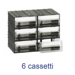 Cassettiera modulare componibile porta oggetti a 6 cassetti trasparenti - Mobil plastic
