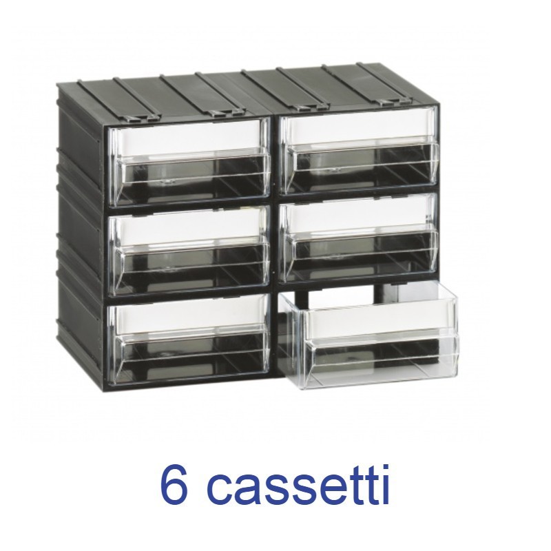Cassettiera modulare componibile porta oggetti a 6 cassetti trasparenti - Mobil plastic
