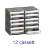 Cassettiera componibile in plastica tipo B con 12 cassetti trasparenti