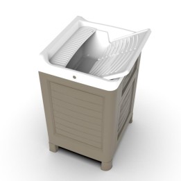 Mobiletto lavatoio lavello in resina Artu' con anta cm 60x51x89h Tortora