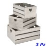 CASSETTA IN LEGNO SHABBY CHIC 3 Pz WHITE A CUORI