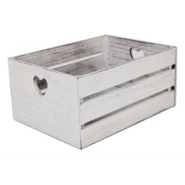 CASSETTA IN LEGNO SHABBY CHIC CM 28x18x14 WHITE A CUORI