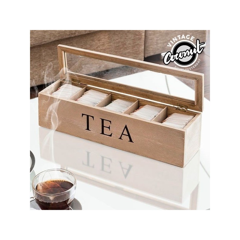 CASSETTA PORTA BUSTINE DI TE' A 5 POSTI SHABBY CHIC