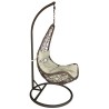 POLTRONA SOSPESA MARRONE CM105x75 CUSCINO BEIGE SCURO