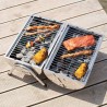 Barbecue per campeggio con maniglia e griglia doppia