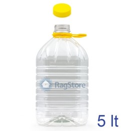 Lattina plastica trasparente in Pet da 5 lt con tappo a vite e manico