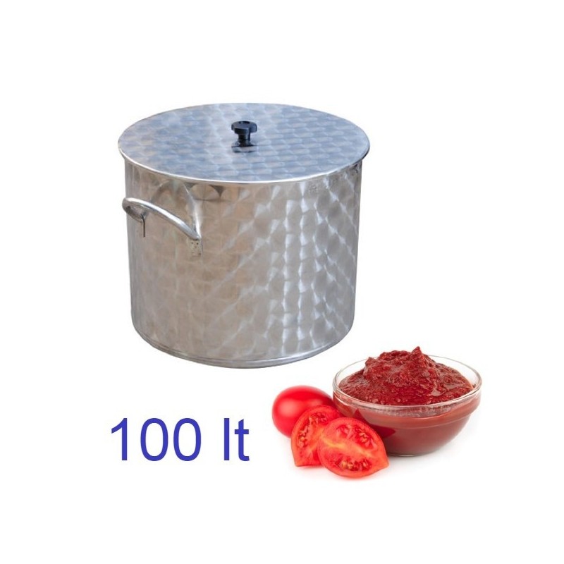 Pentola inox per salsa pomodori da 100 litri