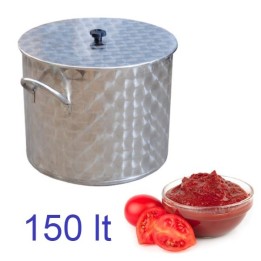 Pentola per salsa pomodori in acciaio inox da 150 lt con coperchio