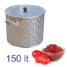 Pentola per salsa pomodori in acciaio inox da 150 lt con coperchio