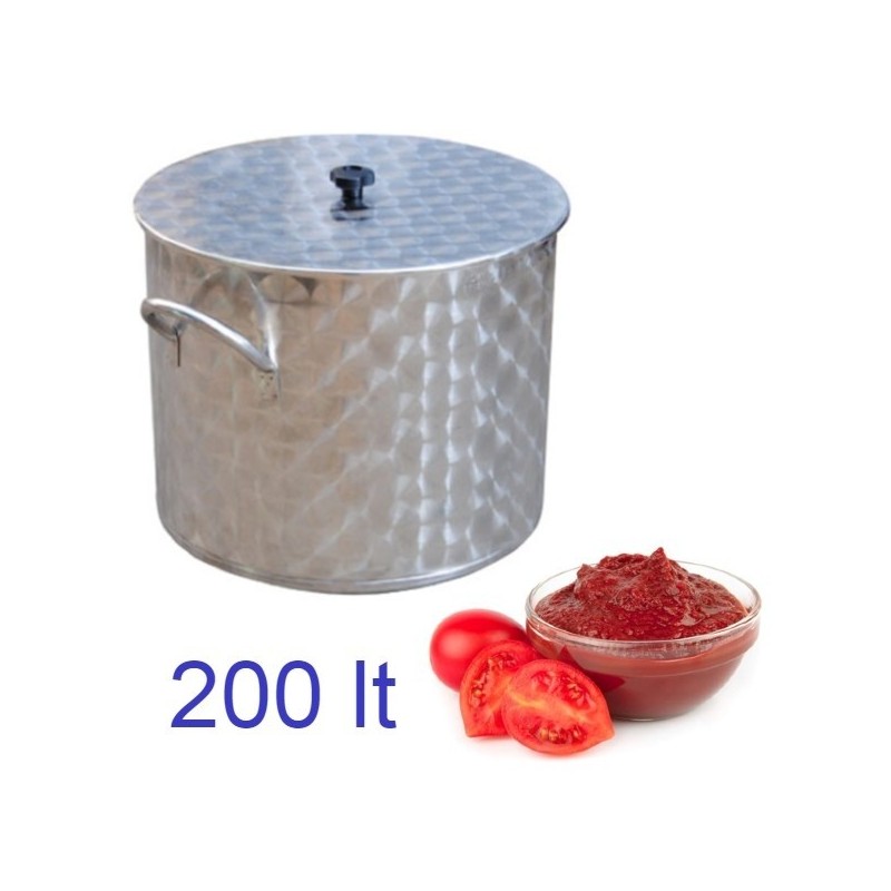 Caldaio inox per bollitura pomodori e barattoli da 200 lt