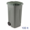 Bidone per raccolta differenziata con ruote e coperchio verde