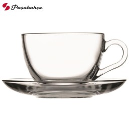 TAZZINE CAPPUCCINO VETRO CON PIATTINO BASIC ml 210 Pz 6