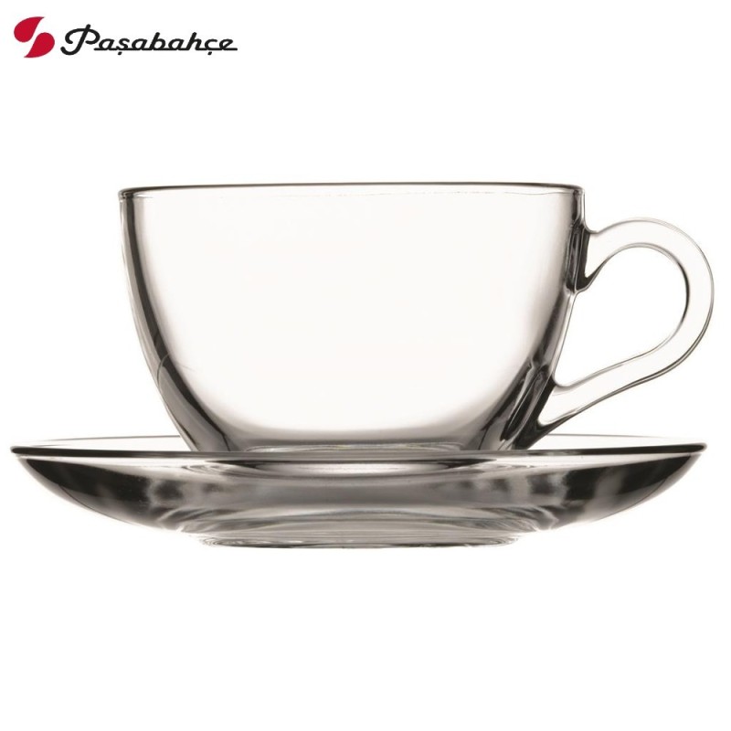 TAZZINE CAPPUCCINO VETRO CON PIATTINO BASIC ml 210 Pz 6