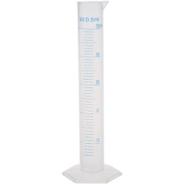 Cilindro graduato in plastica trasparente da  50 ml con beccuccio