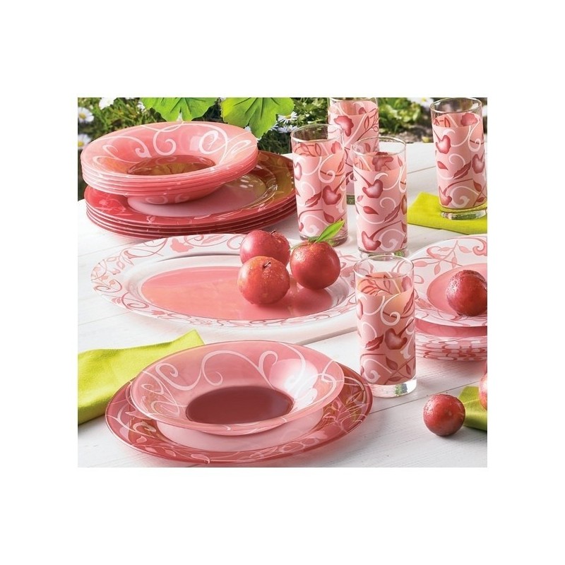 Set 18 piatti da tavola Luminarc colorati rossi Plenitude