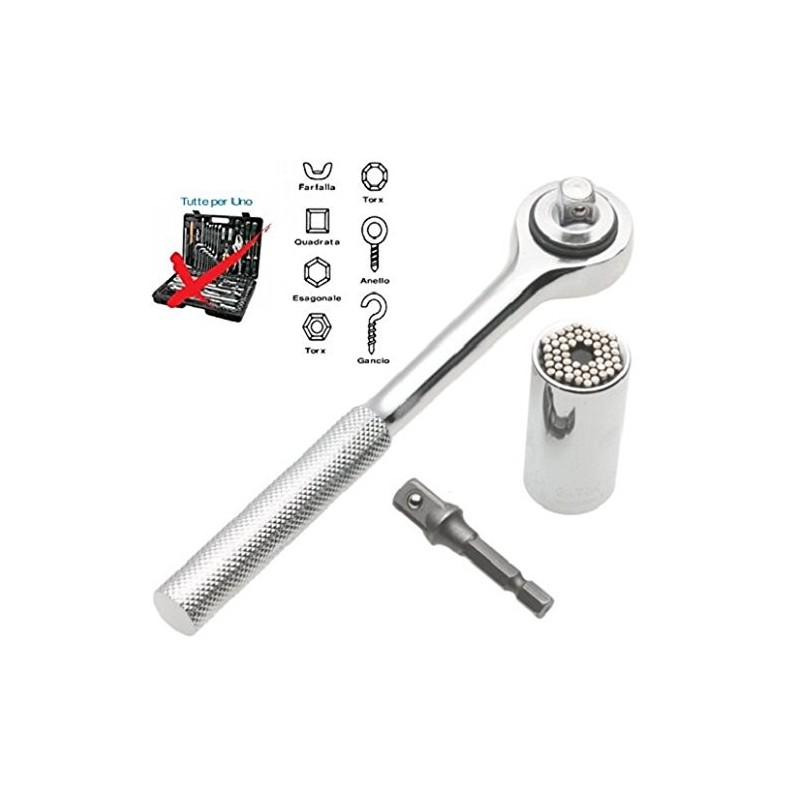 CHIAVE UNIVERSALE BUSSOLA CON CRICCHETTO DA 7 MM A 19 MM