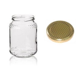 Set 24 barattoli da miele 500 gr completi di capsule stampate ad alveare
