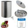Serbatoio botte acciaio inox per vino con chiusura ad aria con pompetta da 100 a 700 lt