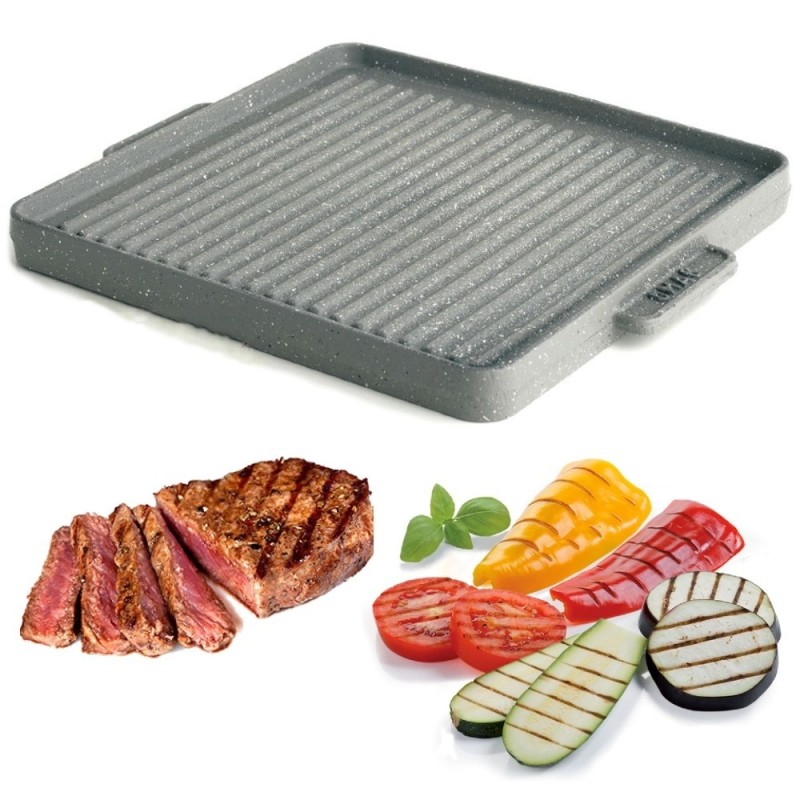 Pietra ghisa per cottura carne e verdure su fornellone cm 40x40